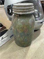 Antique blue ball perfect mason jar, full of