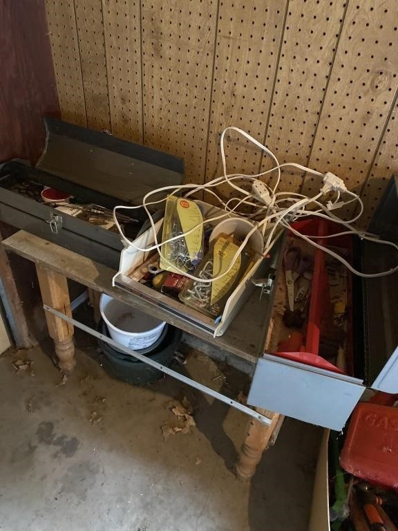 Toolboxes, miscellaneous hardware and bench