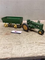 John Deere toy tractor and wagon