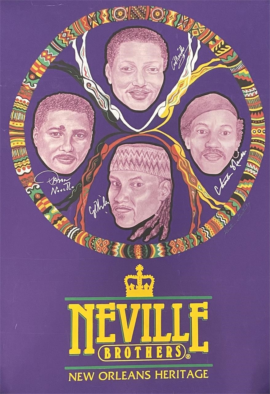 The Neville Brothers signed poster
