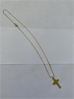 14 karat gold cross, and chain