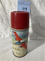 Vintage Holtemp Hometown Airport Metal Thermos...