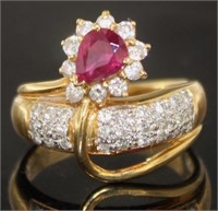 18kt Gold 1.32 ct Ruby & Diamond Ring