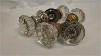 Vintage Glass & Brass Doorknob Set Lot