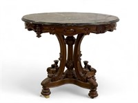 High Style Victorian Oval Table w/ Black Marble