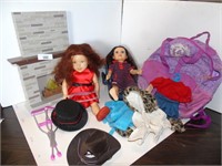 American Dolls, Fireplace, clothes & Accessories