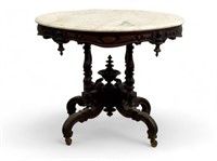 High Style Victorian Table w/ White Marble
