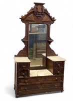 Victorian Dresser w/ Mirror and White Marble