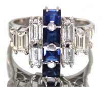 Platinum 2.96 ct Sapphire & Diamond Ring