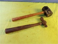 Rubber mallet and ball peen hammer