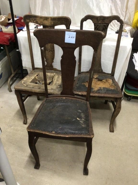3 Solid Oak Chairs
