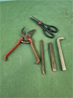 Shears, scissors, chisels, large allen wrench