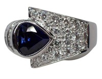 Platinum 3.32 ct Natural Sapphire & Diamond Ring