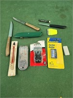 Old hickory knife, box cutter. Glass cutter,