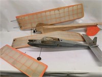 Vintage Model Gas Powered Airplane lot balsa wood