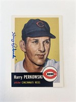 Harry Perkowski signed baseball card