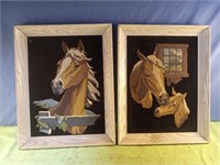 Hand made velvet horse framed artwork