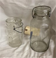 2 Canning Jars-1 w/glass Lid