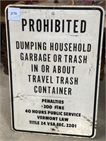 Prohibited dumping garbage sign Vermont