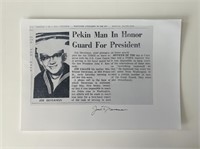 JFK Assassination Jim Deverman signed newspaper pr