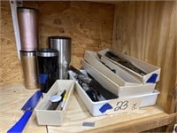 4 Insulated Cups & Pile of Kitchen Utensils
