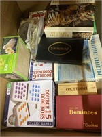 Box of Board Games Dominoes Puzzles & More