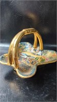 Lovely Hand Painted Porcelain Basket Marked