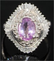 Platinum 2.58 ct GIA Pink Sapphire & Diamond Ring