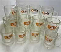 12 A&W Glass Mugs  4 ea Graduated Sizes