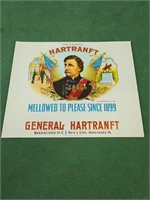 Antique General Hartranft Cigar Box Label. C.E.