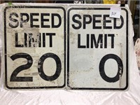 2 speed limit metal signs