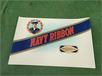 NAVY RIBBON CIGAR BOX LABEL 10X6.5