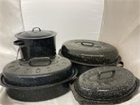 Granite Kitchenware Pot w/Lid 10"Dia & Roasters