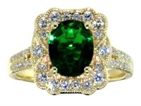 Quality 2.07 ct Emerald & VS Lab Diamond Ring