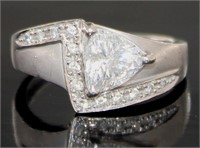 Platinum 1.55 ct Natural Trillion Cut Diamond Ring
