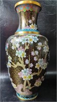 Cloisonné Vase with a Floral Design on Black