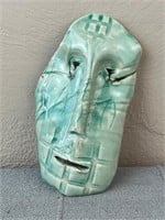 Vintage Signed Glazed Pottery Mask