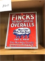 Finck's Overalls Sign