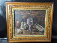 Antique Signed Original Still Life Oil On Canvas