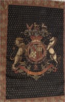 Hanging tapestry with English coat of arms
