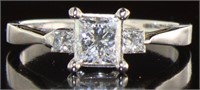 18kt Gold .89 ct Natural Square Cut Diamond Ring