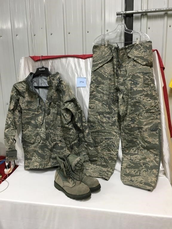 Military style boots,pants,and coat