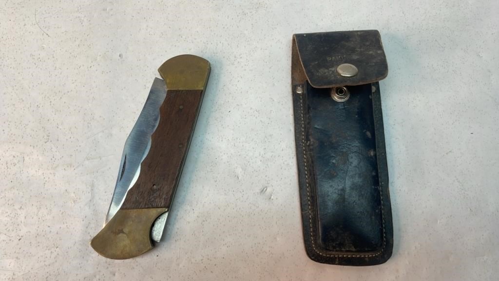 Large wood and brass knife