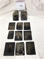 Antique Tin Photos, 3.5 x 4.5 in.  11 pcs.