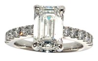 14k Gold 3.59 ct Emerald Cut Lab Diamond Ring