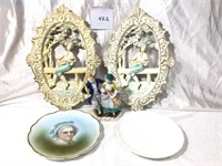 Victorian Figurine, two identical wall plaques