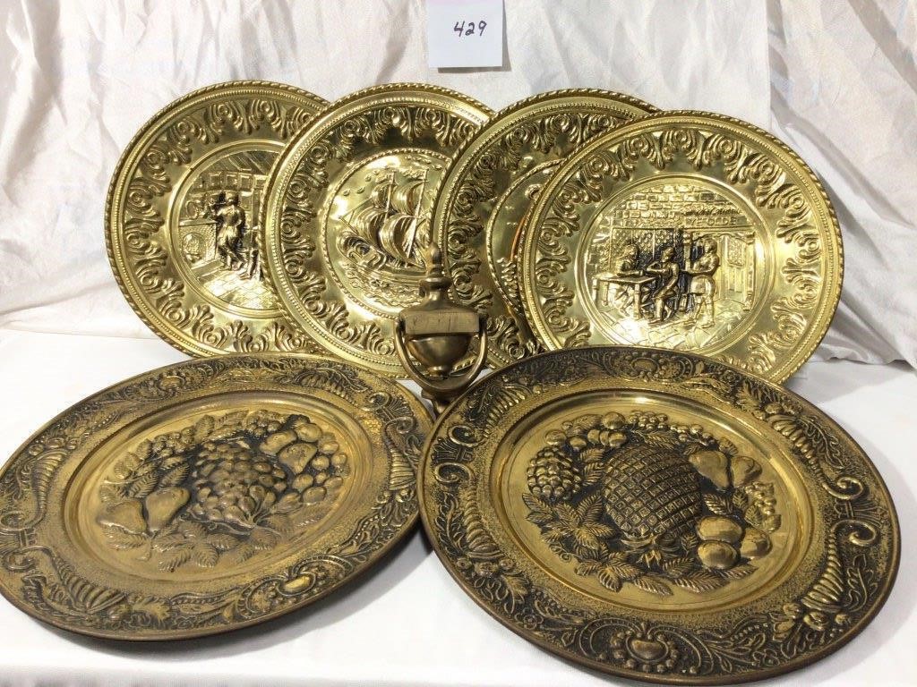 Four Brass plates 12" diameter