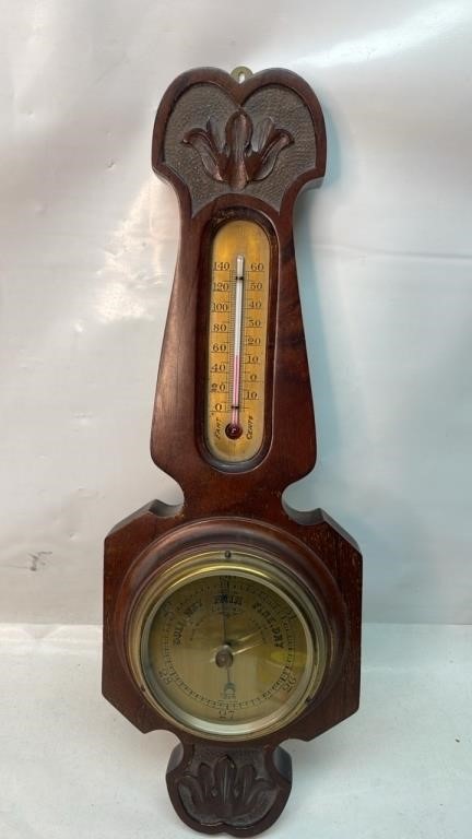 Antique 19 inch Torwin England Wood Barometer