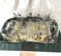 Lot of 15 Glasses with tray