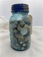 Blue Canning Jar w/Buttons